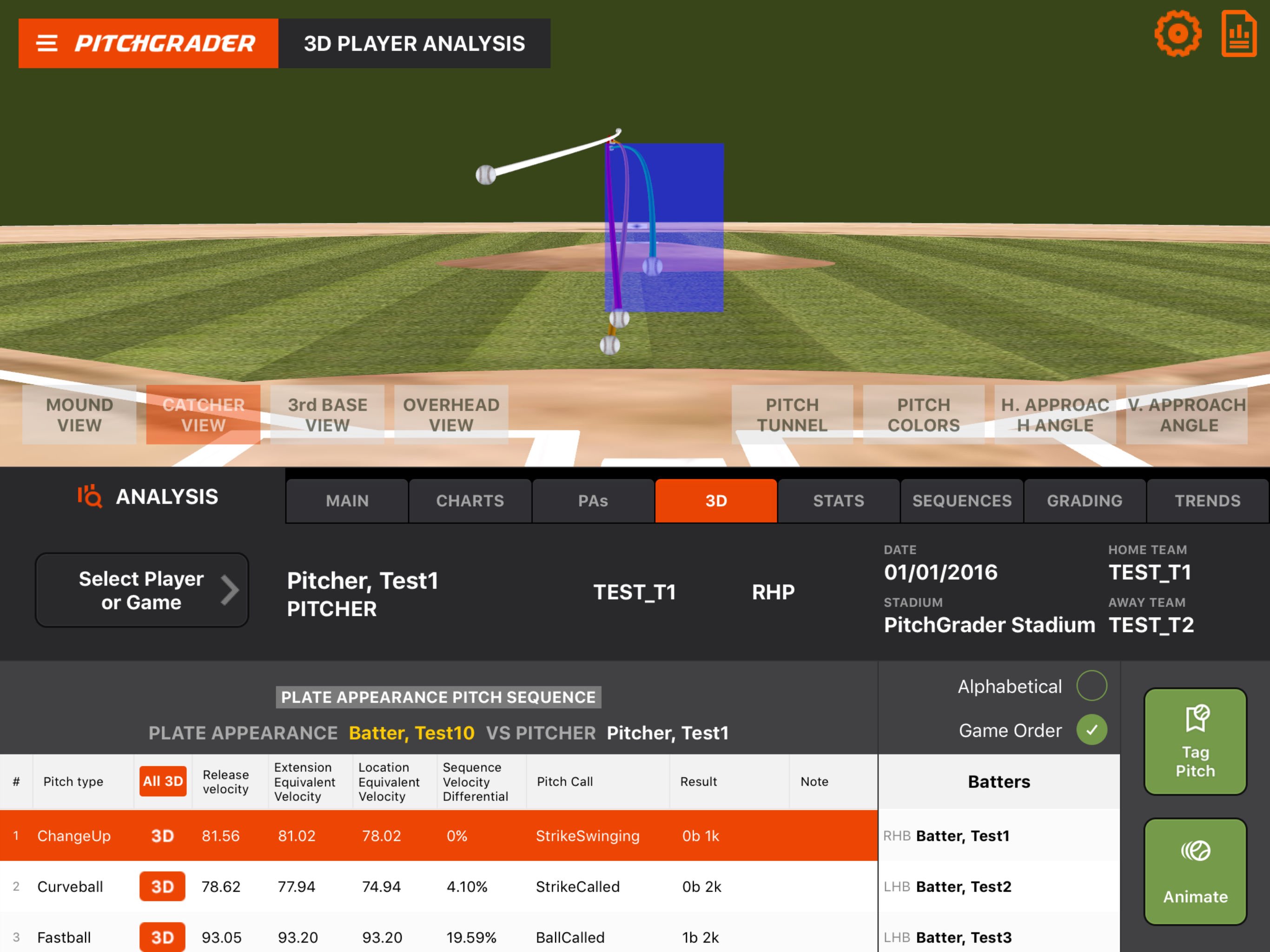 PitchGrader Main Dashboard